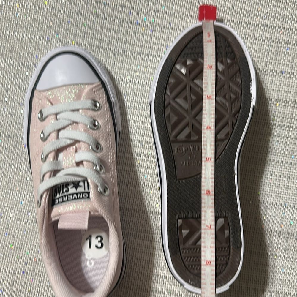 Converse 13 & 1,2,3 Girls Light Pink Metallic White Black Brown Soles Sneakers - Picture 10 of 10